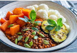 Recette du Buddha bowl aux lentilles corail et légumes rôtis